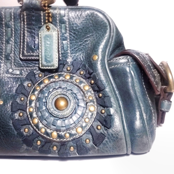 Coach Handbags - COACH LTD ED denim leather stud & lace Mia satchel